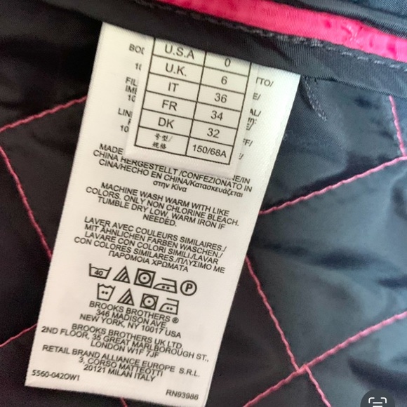 NWT Brooks Brothers Pink Quilted Jacket sz 0 XS / SM - Picture 10 of 15